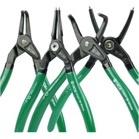 Jeu de 4 Pinces à Circlips multifonction 180mm, pince à anneau de serrage d'arbre, pince de retenue par pointe droite incurvée, type externe/interne, 4-40/4-60/5-28/5-40mm (1/4)