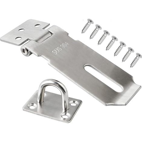 90 degrés Loquet Porte à angle droit, 4 Inch Loquet de Cadenas Agrafe en acier inoxydable Moraillon De Verrou Porte de Sécurité Porte Fermoir de Cadenas Loquet de verrouillage noir