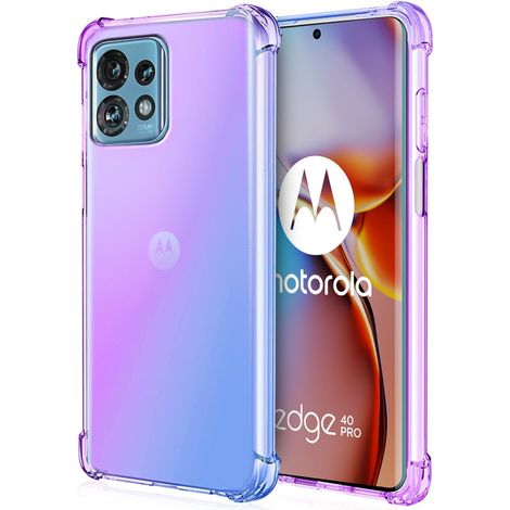 Funda protectora anticaídas con efecto degradado para Motorola Edge 40 Pro, color morado/azul. (1/4)