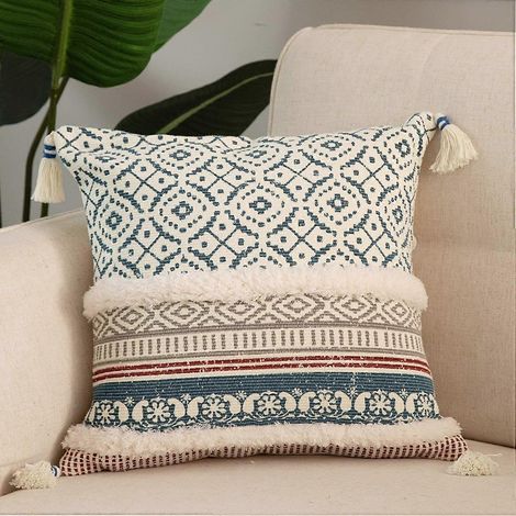 Dekorative Kissenbezüge im Bohème-Stil mit Quasten, geeignet für Sofas/Schlafsofas – Moderner marokkanischer Kissenbezug, 45 x 45 cm, für Schlafzimmer, Wohnzimmer, Auto, Hotel (1/5)