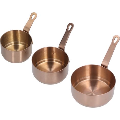 Set aus 3 Steaksaucenschalen aus Edelstahl 304 mit Griff, roségoldfarben, für Restaurants, Tomatensauce und Gewürze. (1/5)