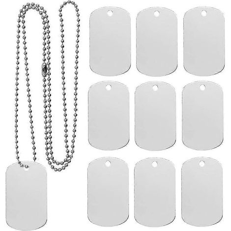 Lot de 25 plaques d'identification pour chien en aluminium, gravées au laser, avec 61 cm de fil en acier inoxydable argenté.