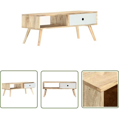 The Living Store Table basse 90x50x40 cm Bois de manguier massif - Table Basse - Table D'appoint - Meubles De Salon - Mobilier Design - Bois Massif (1/5)