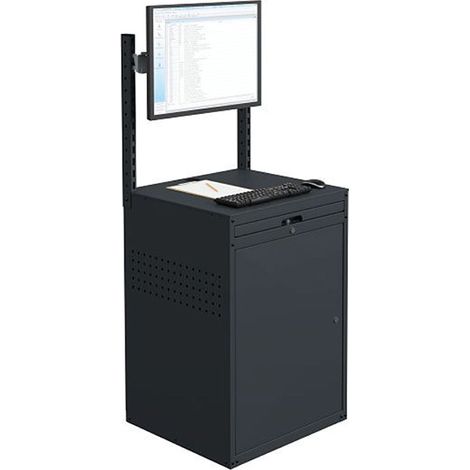 Feststehender Computerschrank - Anthrazitgrau - Bildschirmhalterung auf Schienen - W040010031-GCGA