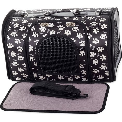 Sac de transport chien et chat 44 cm  Léger, sécurisé, motif pattes, idéal voyage