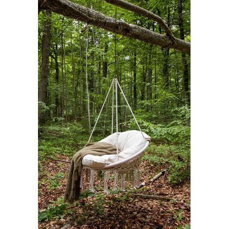 Hamtic fauteuil suspendu avec coussin blanc. (1/5)