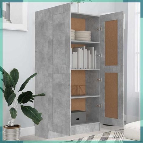 802727 Bibliothèque Gris béton 82,5x30,5x150 cm Bois d’ingénierie (1/5)