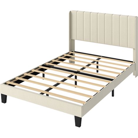 Levede Metal Wooden Bed Frame Double Panel Plush Upholstered Mattress Platform