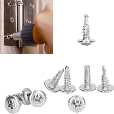410 Edelstahl-Rundkopf-Selbstschneidschrauben, Set mit 100 Stück, 4,816 mm. (1/5)