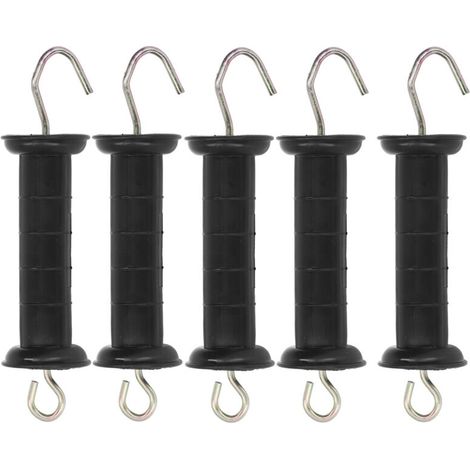 Lot de 5 poignées de clôture électrique isolées avec crochet métallique pour pâturages agricoles (1/5)
