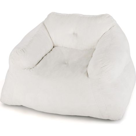Pouf fauteuil en peluche, canapé paresseux avec housse en velours ultra-doux - beige (1/5)