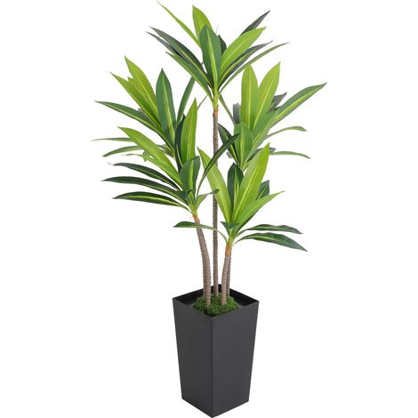 Plante artificielle dracaena, 152 cm, grande fausse plante décoratif avec pot noir, plante de sol pour salon, bureau, jardin, décoration intérieure (1/5)