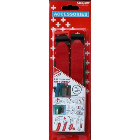 FASTECH® 689-330C  Klettband mit Gurt Haft- und Flauschteil (L x B) 900 mm x 25 mm Schwarz, Rot 2 St (1/3)