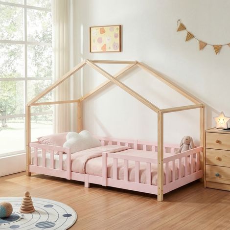 Kinderbett Treviolo 90x200 cm Rosa / Natur [en.casa] (1/5)