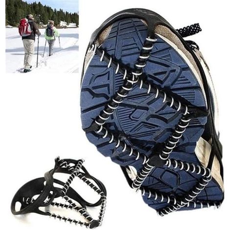 par de crampones antideslizantes universales para botas de nieve, dispositivo de tracción para senderismo y caminatas (apto para tallas de la 35 a la 43).