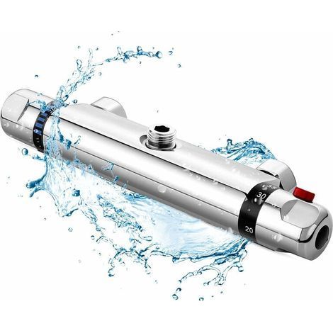 Thermostatische Duscharmatur, thermostatische Badewannenarmatur aus Vollkupfer, Sicherheitsschutz mit 38℃-Verbrühungsschutzknopf, Badewannenarmatur mit präziser Temperatur- und Volumenregulierung (1/5)