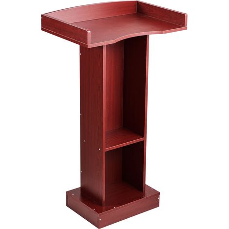 Pupitre de Conférence 105 cm, Podium sur Pied en Bois, Lutrin pour Présentation avec Large Surface de Lecture, Butoir de Livre et Étagère de Rangement, pour Bureau École Mariage Concert (1/5)