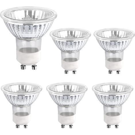 Pack of 6 GU10 50W Dimmable Halogen Bulbs, Warm White 2700K for Shop Window Lighting (1/5)