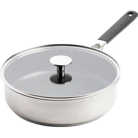 KitchenAid - KA-Classic Stainless Steel Covered Skillet - Silver - 26 cm