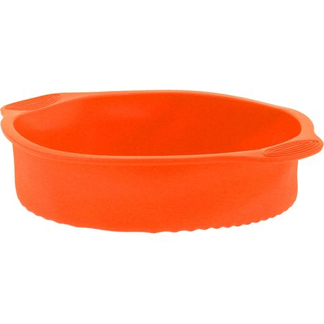 Runde Silikon-Kuchenform (23 cm Durchmesser) mit Antihaftbeschichtung, Brotform für den Backofen, ideal zum Kochen und Backen zu Hause (Orange) (1/5)