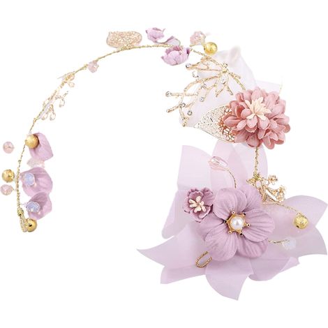Headband Fleur - Blanc - Pour Fille - Ajustable - Pour Mariage Anniversaire Fête - 1 Pièce (1/5)