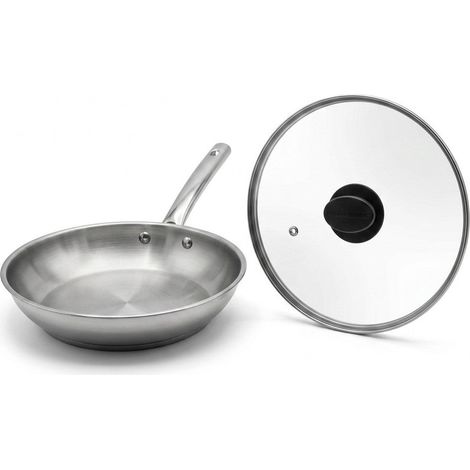 Poêle à frire en inox 28 cm et couvercle en verre Fackelmann Rhona