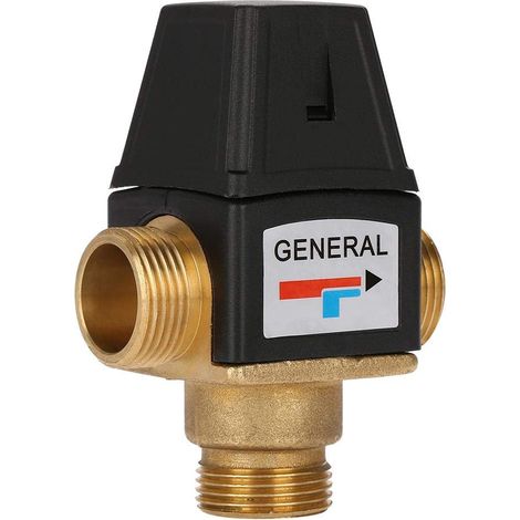 Vanne Mélangeuse Thermostatique DN20, Filetage en Laiton Vanne Mélangeuse pour Chauffe-Eau Douche Commutateur de Commande Automatique D’Eau Chaude, pour Robinet de Cuisine de Salle de Bain (Mâle) (1/5)