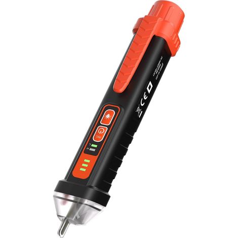 Detector de voltaje sin contacto, comprobador de voltaje con doble sensibilidad 12/48V-1000V, prueba de cable vivo/neutro, zumbador audible y visual, linterna, lápiz comprobador de voltaje NCV (1/5)
