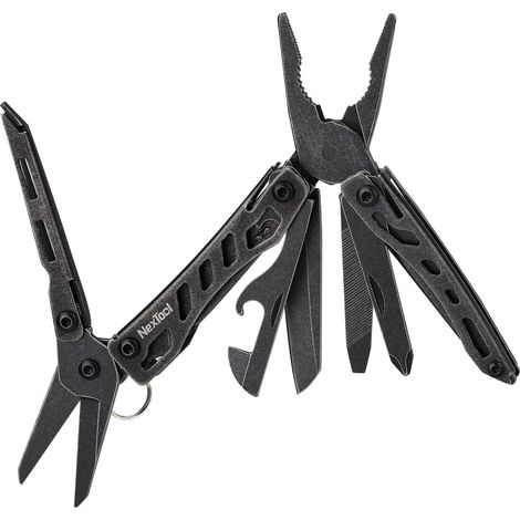 Outil Multifonctionnel 10 en 1, Porte-clés EDC avec Couteau de Poche, Pince, Décapsuleur, Ciseaux, Tournevis pour Camping, Cadeaux Pour Homme (1/5)
