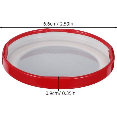 Confezione da 100 coperchi in lamiera rossa, 66 mm, per barattoli di conserve, chiusure ermetiche per barattoli con apertura standard (1/5)