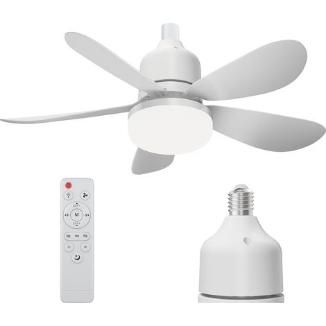 Ventilatore da soffitto 52 cm con luce E27, plafoniera ventilatore silenziosa 40 W, lampadario ventilatore da soffitto LED 2400 lm, 3 velocità 3 colori, telecomando con timer per soggiorno e camera da (1/5)