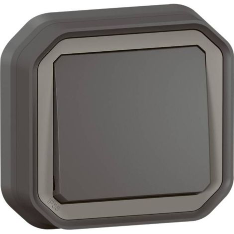 Interrupteur va-et-vient 10A encastré anthracite étanche 250V complet IP55 Plexo nouvelle version LEGRAND (1/4)