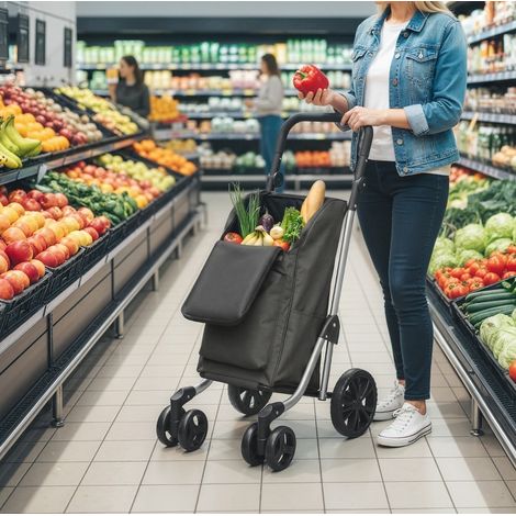 46-L-Einkaufswagen mit Kühltasche, faltbar, verstellbarer Griff, Dunkelgrau OKMYHOME (1/5)