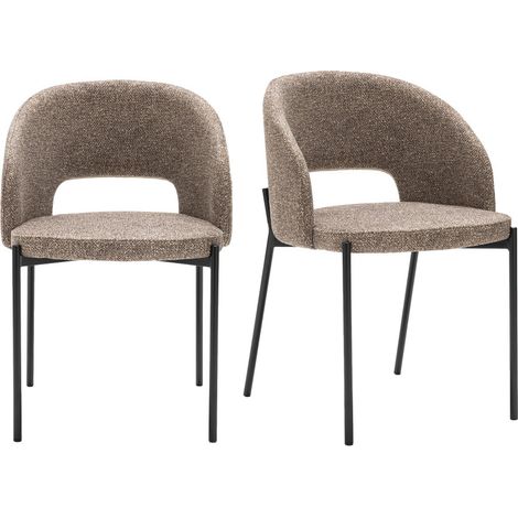 Lot de 2 chaises en tissu et métal - Marron chiné - Soren (1/5)