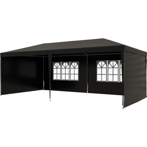 6 x 3 m Party Tent Gazebo Marquee Outdoor Patio Canopy Shelter with Windows Side Panels Black (1/5)