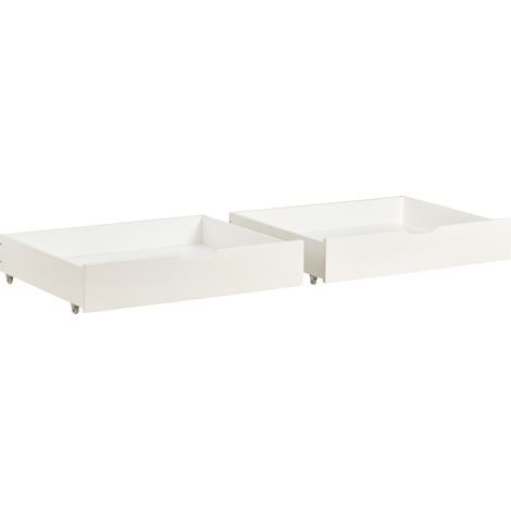 Deux tiroirs, rangement sous le lit, MDF + roulettes au sol, blanc (93x67x20cm) (tiroirs uniquement) (1/5)