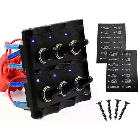 Marine-Kippschalter-Panel, Wippschalter-Panel, 12V wasserdicht, Voltmeter, Zigarettenanzünderbuchse, Schutzschalter, Auto-Boot-Schalter - JXLGV (1/5)
