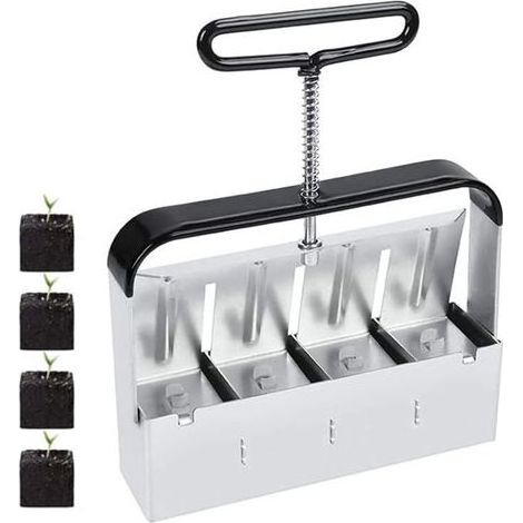 Outil de blocage de terre manuel - Outil de jardinage presse motte - 5,1 cm - Bloque le sol - Avec poignée antidérapante, presse motte pour semis, confortable pour planter, transplanter, serre (1/5)