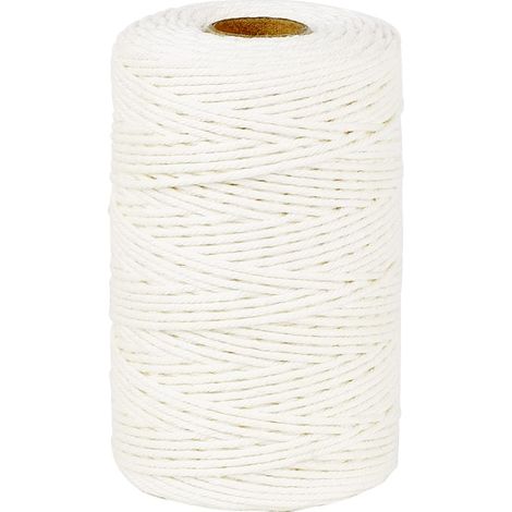 Corda di cotone e canapa da 183 m (600 piedi), diametro 2 mm, ideale per cucinare, lavori artigianali adatti agli alimenti, panificazione, macellazione, carne, tacchino, salsicce, grigliate, incartame