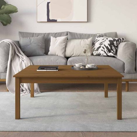 vidaXL Mesa de centro madera maciza de pino marrón miel 100x100x40 cm (1/5)