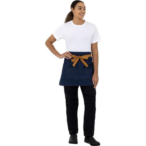 Tablier Serveur Southside Denim Bleu Et Ceinture Ocre - Southside