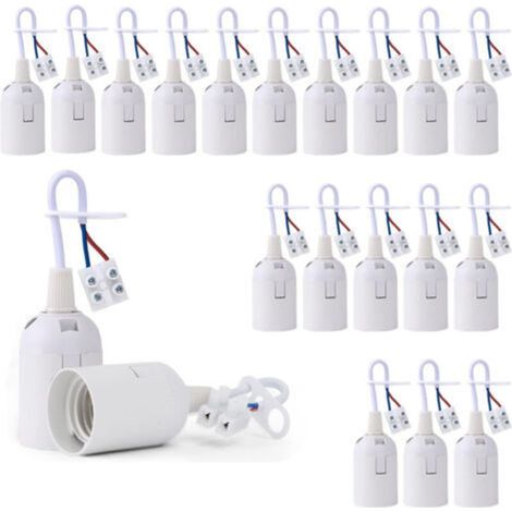 20 Pcs E27 Screw-in Ceiling Light Bulb Sockets, E27 Ceiling Lamp Base, Flush Mount Ceiling Lamp Holder, for Incandescent Bulbs, Halogen Lamps (White) (1/5)