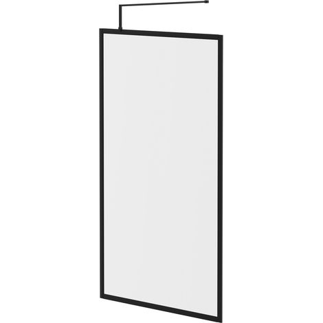 Colore 8mm Clear Glass Matt Black 1850mm x 1100mm Fully Framed Walk In Shower Screen including Wall Channel and Support Bar (1/5)