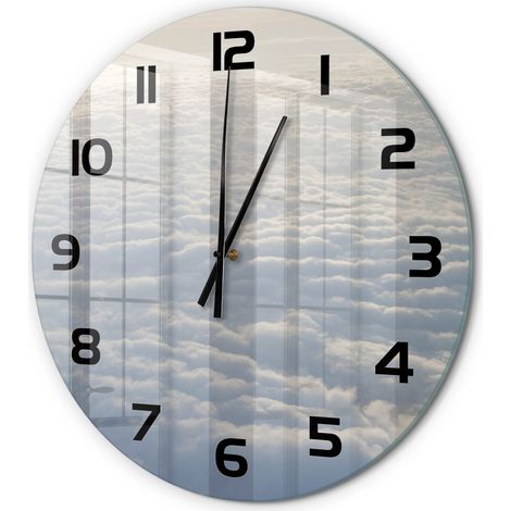 Horloge Murale Ronde Classique en Verre Silencieuse Design Élégant pour Salon Vol au-dessus des nuages fi 60 cm (1/5)