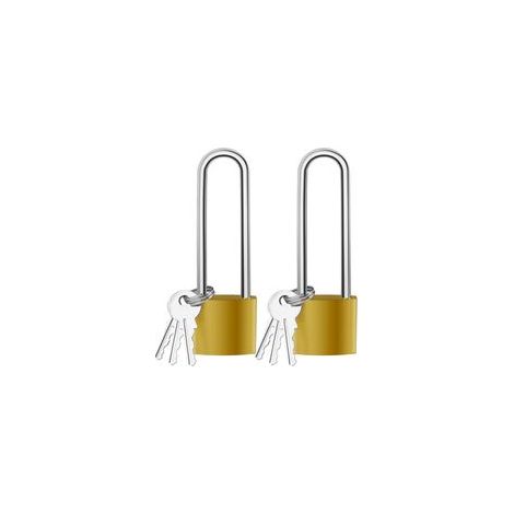 Lot de 2 Cadenas Anse Longue, 38mm Longue Cadenas avec 6 Clés，Robuste Cadenas Long Exterieur,Offre un Plus Grand Espace de Verrouillage, pour Garage, Entrepôt,Verrouillage de Bicyclette