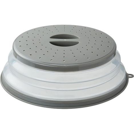 Collapsible microwave lid (26 cm) with hook for fruits, vegetables and food - Grey (1/5)