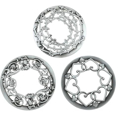 Lot de 3 couvercles de bougie en métal argenté vieilli - Aide à brûler uniformément les pots de bougies - Accessoires de bougie - Couvercle Illuma pour bougies en verre (saule, petites fleurs