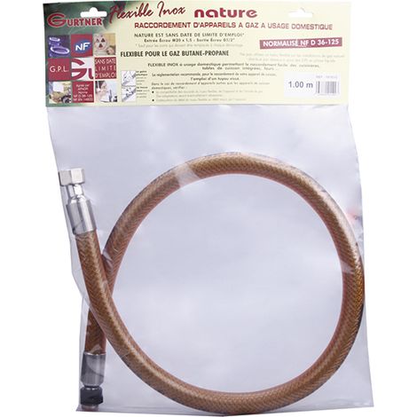Gurtner – Tuyau flexible inox pour gaz butane/propane – 0,75ml – Filetage plomberie – Pression nominale PN – Certifié pour usage professionnel