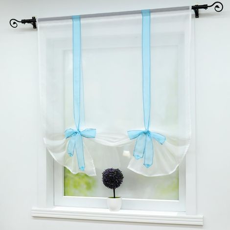 Stores romains avec corde Stores relevables LxH60x140cm Bleu, 2pcsRideaux - Rainbow