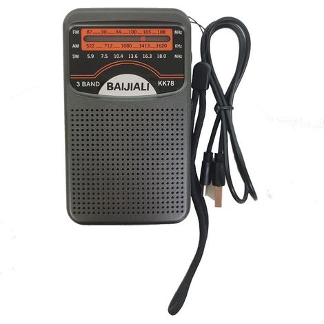 Radio portátil KK78, radio de transistores recargable con USB-C, calidad de sonido nítida, mini radio FM de bolsillo (1/4)